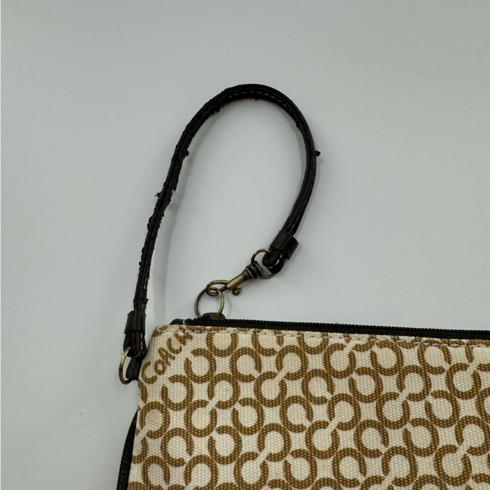 Coach Beige & Tan Signature Wristlet – Classic Monogram - Picture 2 of 4